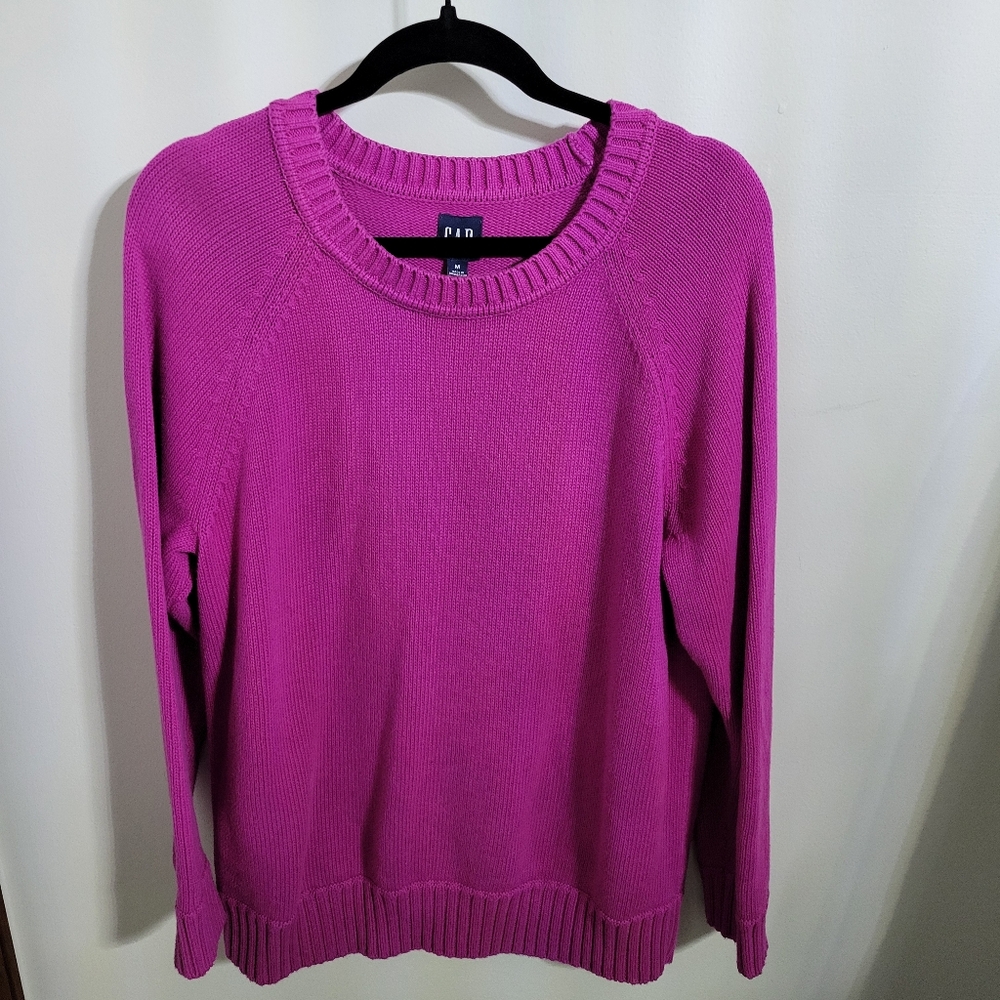 Gap Women's 100% Cotton Fuscia Knit Sweater, Size M